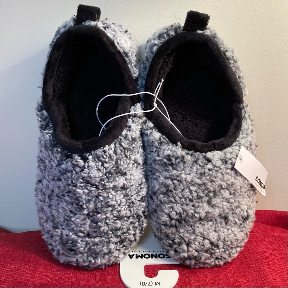 Sonoma Women's M 7/8 Cozy Warm Indoor/Outdoor Slippers Black Frost (Gray)  NWT